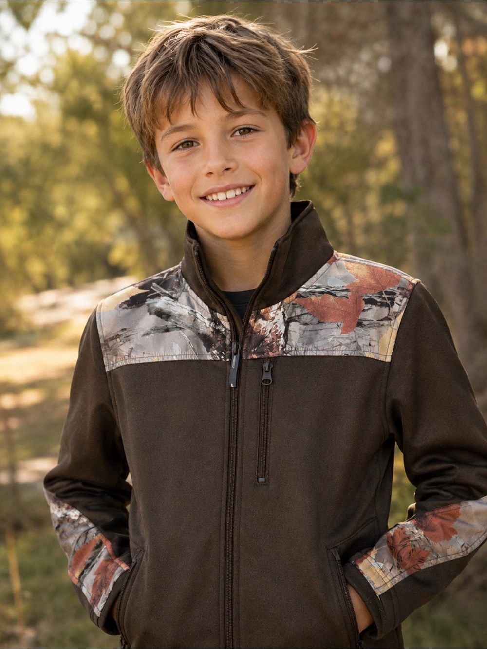 ROPER Brown Full-Zip Jacket with Camo Accents JACKET- size M-8/10